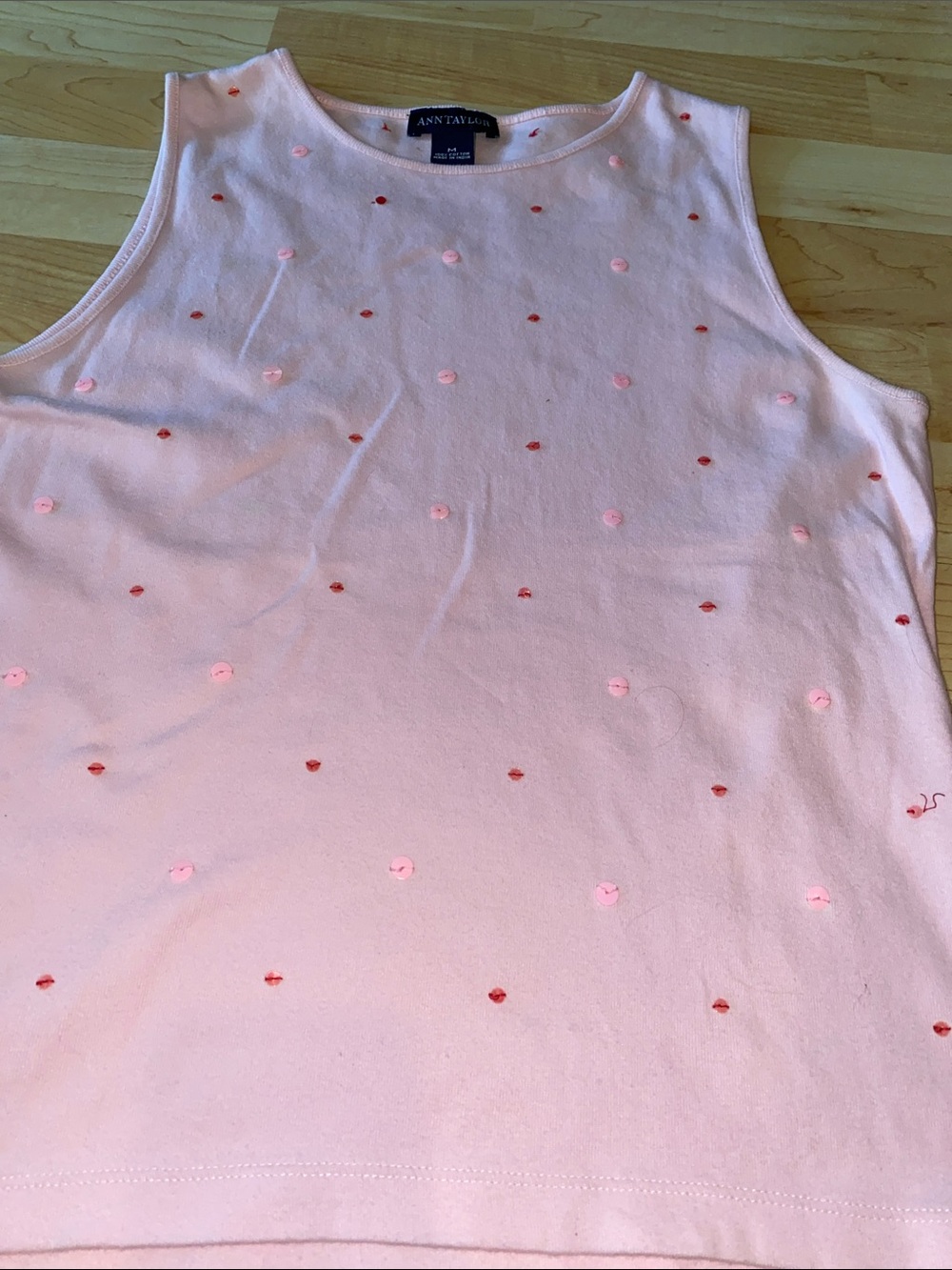 Ann Taylor Light Pink Sequin Dot Tank Top